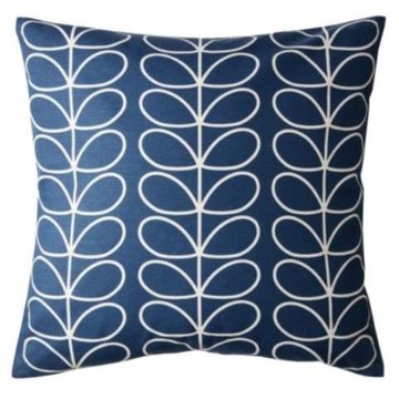 Small Linear Stem Cushion - Whale blue side