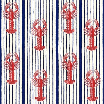 MEDITERRANEAN LOBSTERS White 52x52cm WP30065