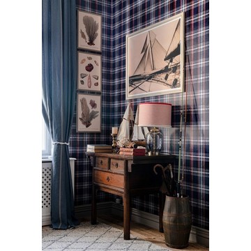 SEAPORT PLAID Navy Blue 52x64cm WP30067_02