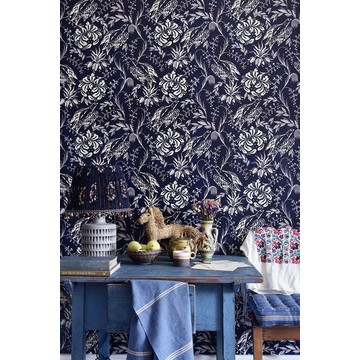 FOLK EMBROIDERY Indigo Wallpaper 52x1000cm WP30016