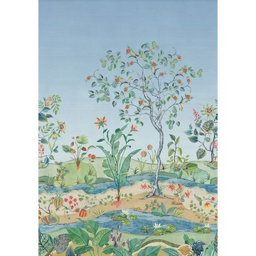Mythica Mural Azure Grasscloth W7817-03 (paneeli - luonnonkuitu)