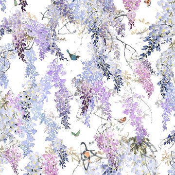 Wisteria Falls Lilac Panel A 216296