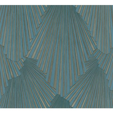 Deco Fan Teal/Brass 35850