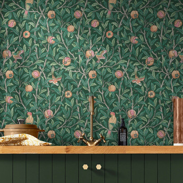 BIRD & POMEGRANATE DEEP GREEN 2