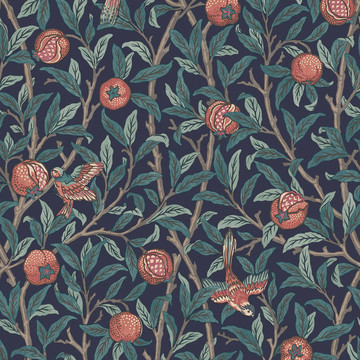 Bird &amp; Pomegranate Navy Blue 124259