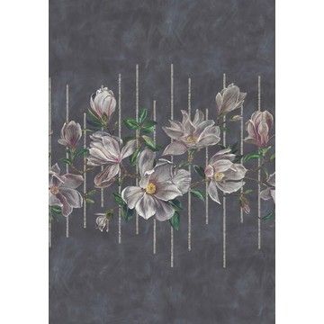 Magnolia Frieze Charcoal/Pink W7338-01