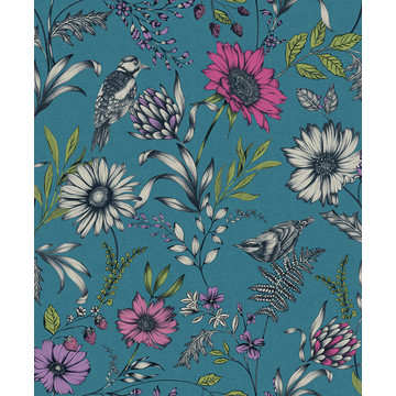 Botanical Songbird Teal 676001