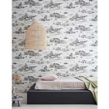 Mountains Classic grey pink wallpaper low res - Sian Zeng