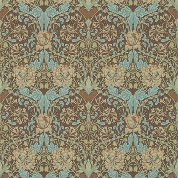Honeysuckle &amp; Tulip Taupe/Aqua 214702