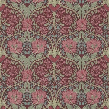 Honeysuckle &amp; Tulip Burgundy/Sage 214703