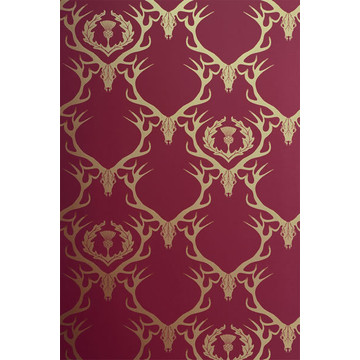 Deer Damask Gold on Claret BG0100402