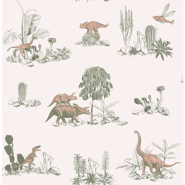 Dino Pink Green Wallpaper Design - Sian Zeng