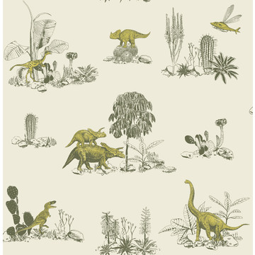 Dino Yellow Green Wallpaper  Design - Sian Zeng