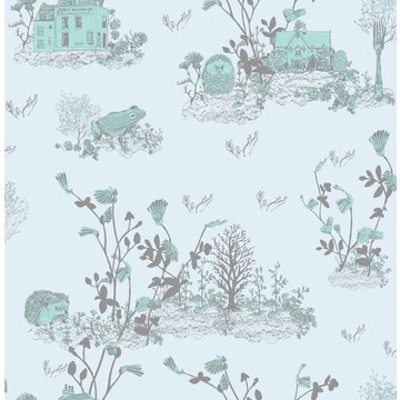 Woodlands Blue Grey Wallpaper Design - Sian Zeng
