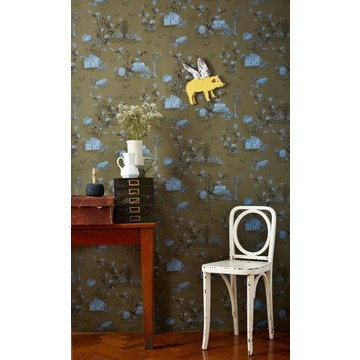 Woodlands Khaki Wallpaper - Sian Zeng